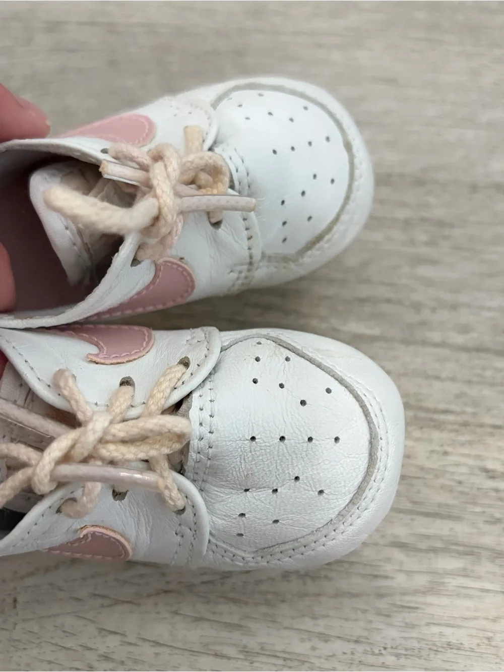 Vintage Nike Baby Crib Shoes White Pink Leather Infant